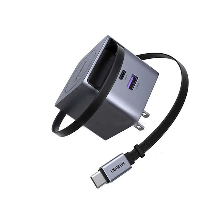 Ugreen Nexode Pro X614 (65821) 45W GaN USB & USB-C Gray Fast Charger / Charging Adapter with Built-in Type-C Cable