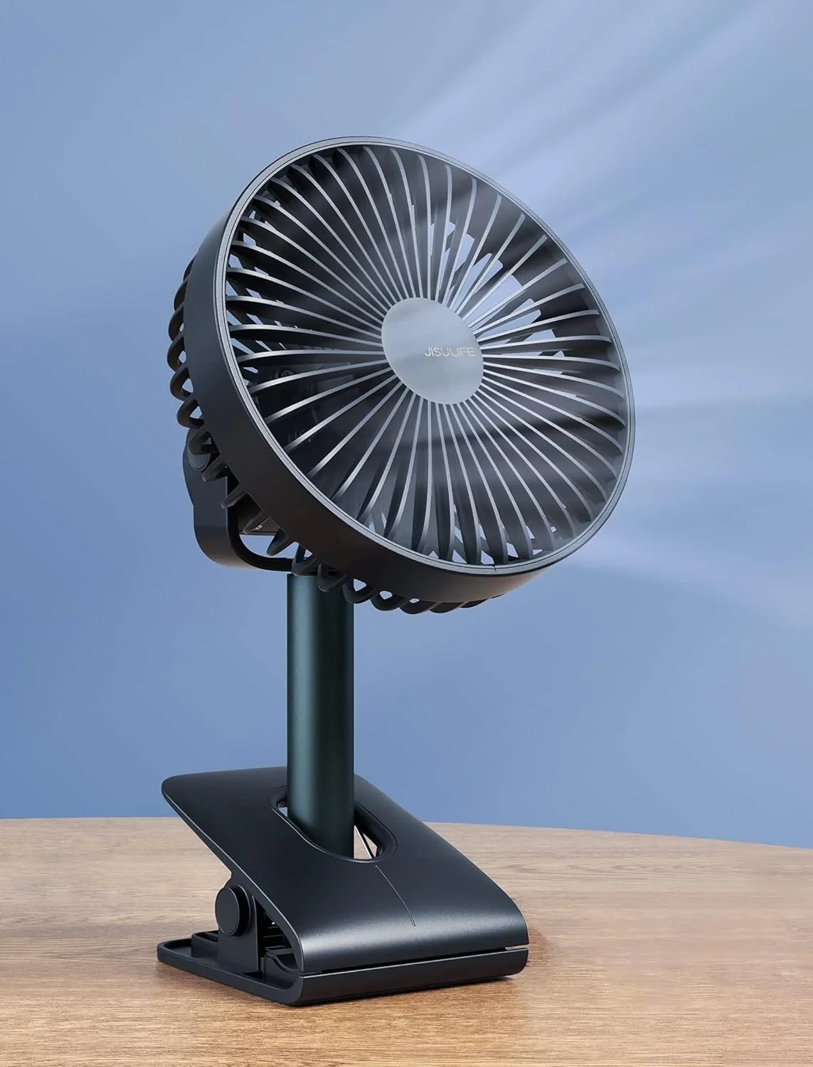 JisuLife F7B Desk Clip-On Fan - USB Rechargeable Portable Fan with Adjustable Clip for Home, Office, and Travel