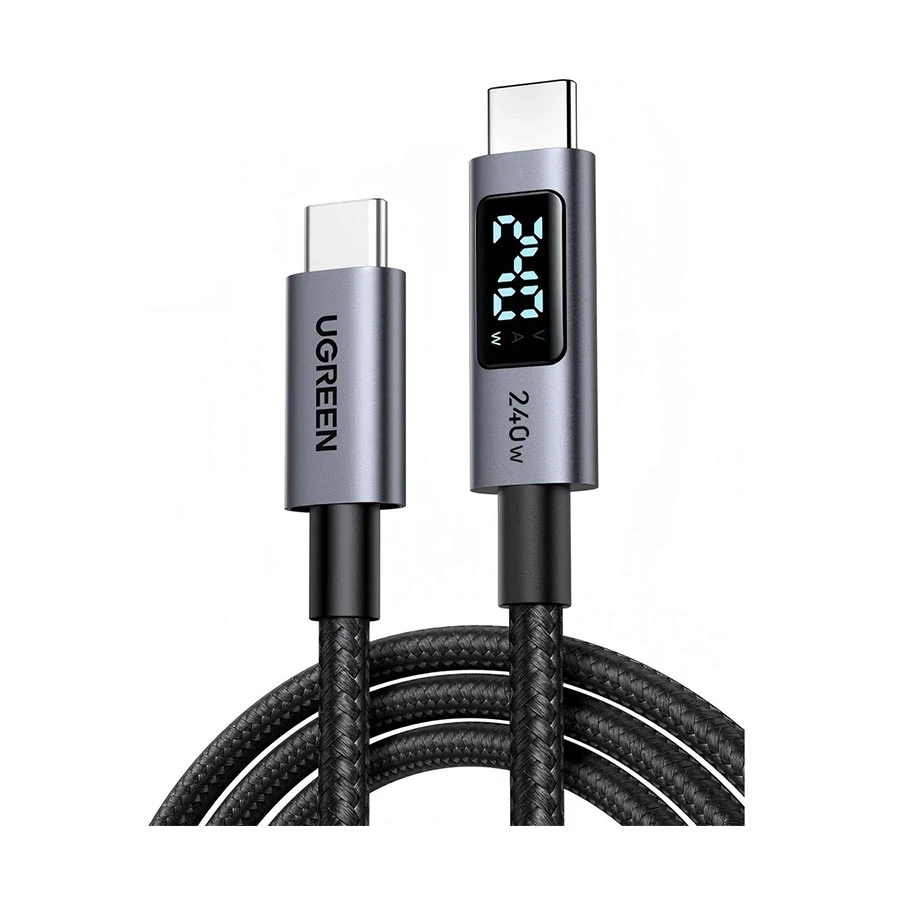 Ugreen L530 (65866) USB Type-C Male to Male, 1 Meter, Black Cable with LED Display